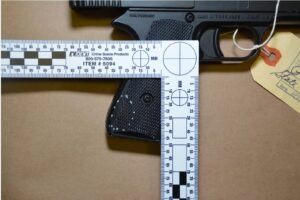 Feature image A dart gun with a stain identified on the handle.